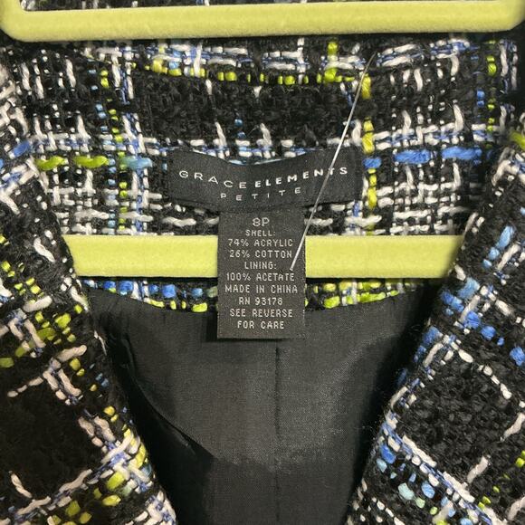 Grace Elements Black Tweed Jacket Sz 8P - Picture 5 of 11